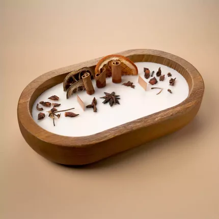 Citrus and herbs wooden candle 1