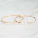 Set of Fritillaria & Zircon Bangle 18K Gold Plated