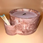 Luxury Rose Marble Jesmonite Candle with Matches - Image 2