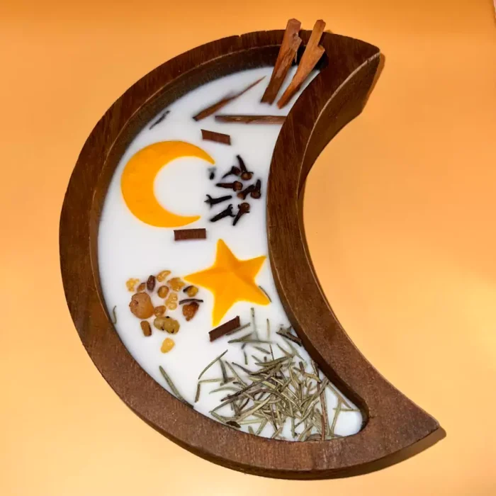 Ramadan crescent moon wooden candle Ramadan Crescent Moon Wooden Candle