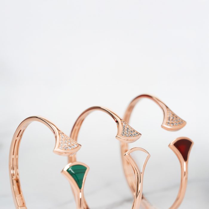 Set of White, Red and Green Cameo Grace 18K Gold Plated Bangle - Image 1