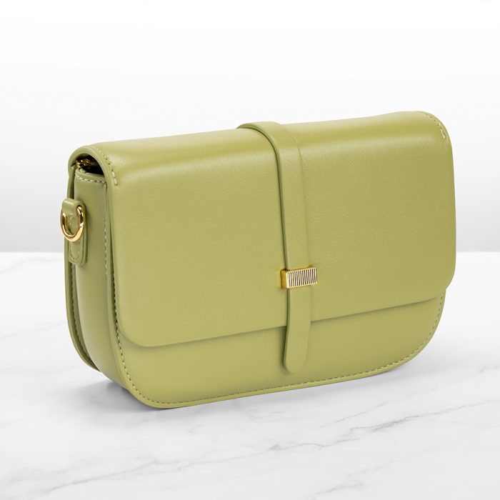 Trendy Pocket Handbag Green Color with Belt Design - Image 1