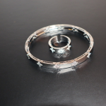 Sleek Silver Bangle & Ring Set with Crystal Accents - Image 5