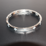 Sleek Silver Bangle & Ring Set with Crystal Accents - Image 2