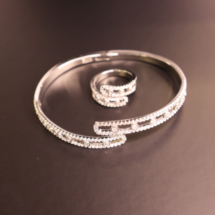 Twist Elegance Crystal Bangle & Ring Set